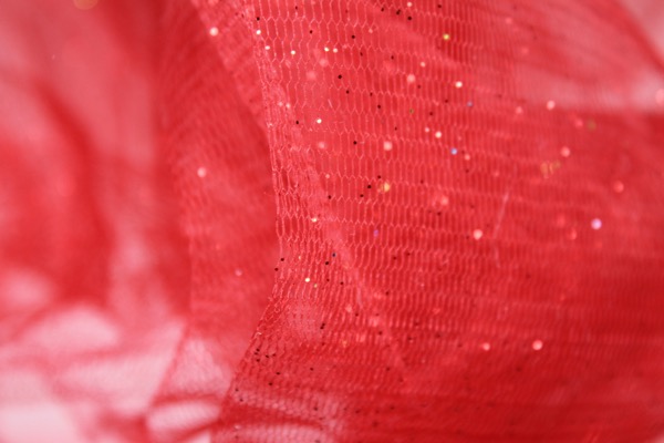 Red Glitter Tulle fabric