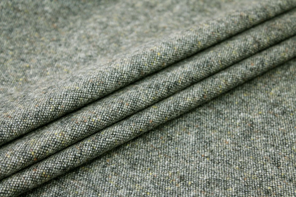 Silk and Wool Mix Tweed - Grey Green fabric