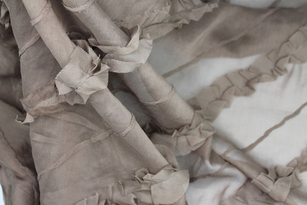 Silk Georgette w/Diagonal Frill/Stripe - Mushroom fabric