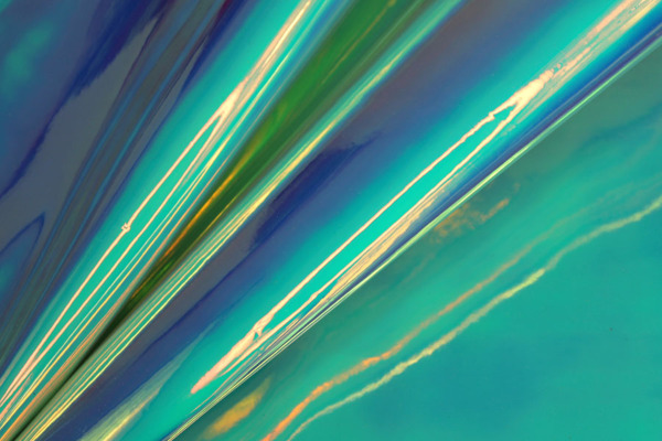 Iridescent Mirror PVC - Mint/Blue fabric