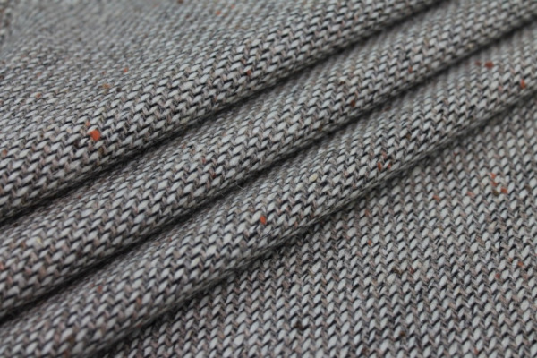 Wool Tweed - Ivory Sand and Black with Rust fabric