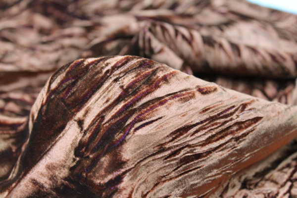 Crushed Viscose Velvet - Bronze / Purple fabric