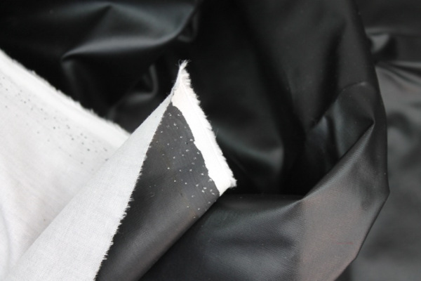 P.U. Coated Cotton Blend - Black fabric