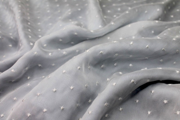 Embroidered Polka Dot / Spot Chiffon - Ivory on Ivory fabric
