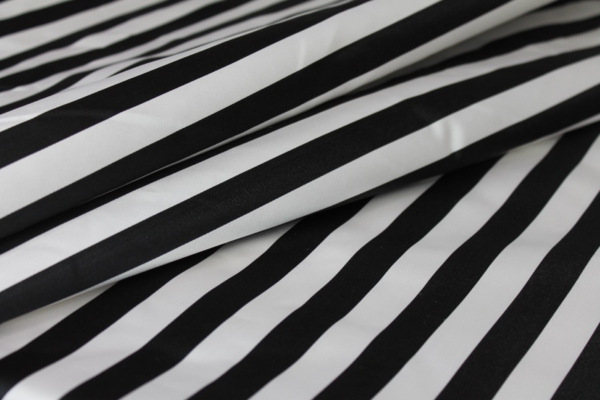 Silk Duchesse Satin - Black and White Narrow Stripe fabric