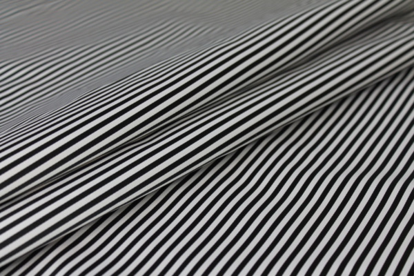 Duchesse Satin - Black and White Thin Stripe fabric