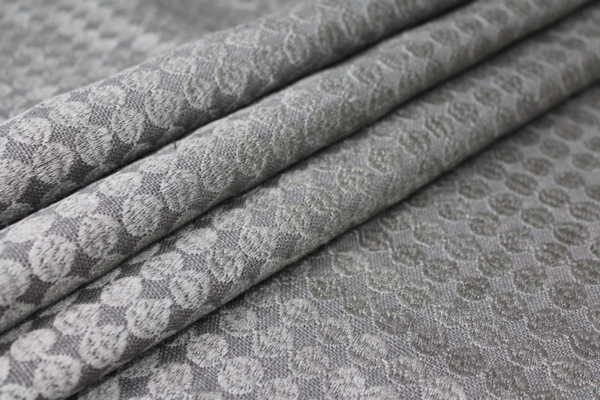 Grey Spot / Dot Embroidered Linen fabric