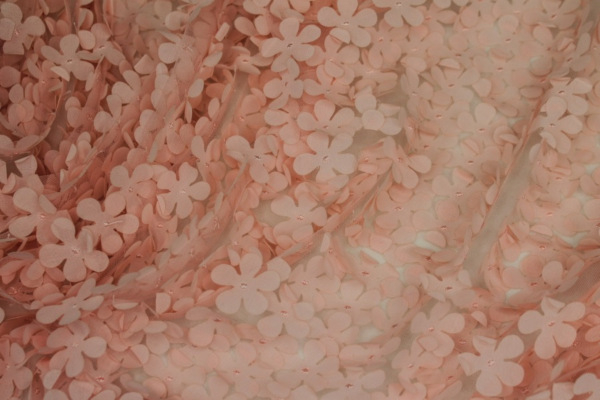 Pink Cut Out Flowers on Tulle fabric
