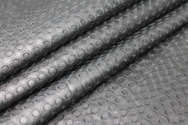 Black Embroidered Circle Leatherette fabric