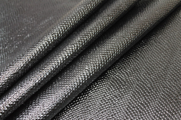 Black Glossy Embossed Snakeskin Leatherette fabric