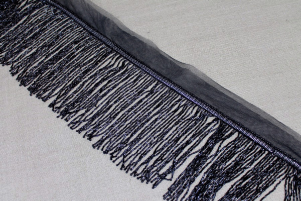 Beaded Fringe Trim - Black