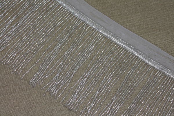 Beaded Fringe Trim - Silver