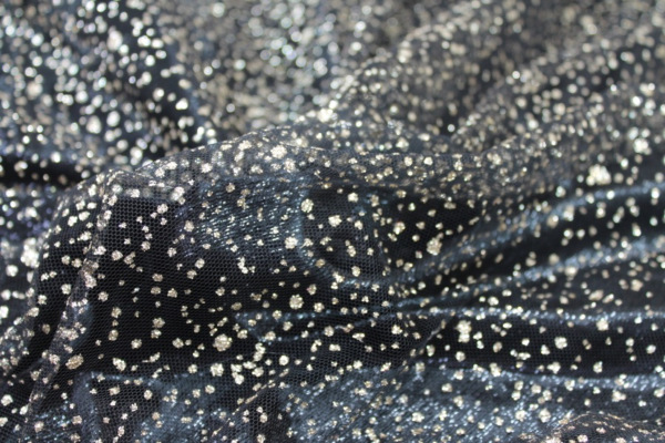 Glitter Spray Tulle - Gold on Black fabric
