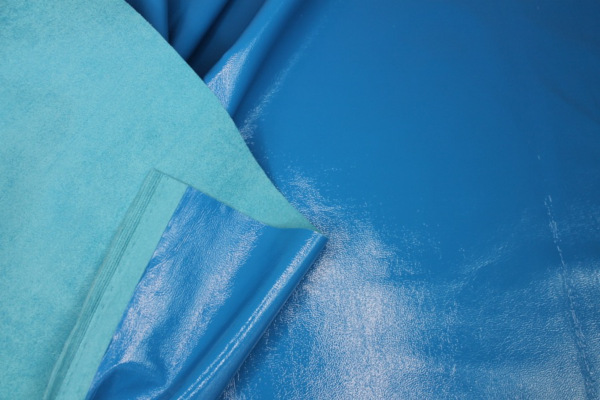Glossy Reversible Stretchy Leatherette - Blue fabric