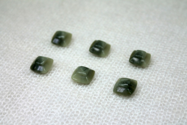 Square Green Nylon "Jade" Button - 1.6cm
