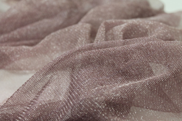 Sparkly Soft Tulle - Mauve / Silver fabric