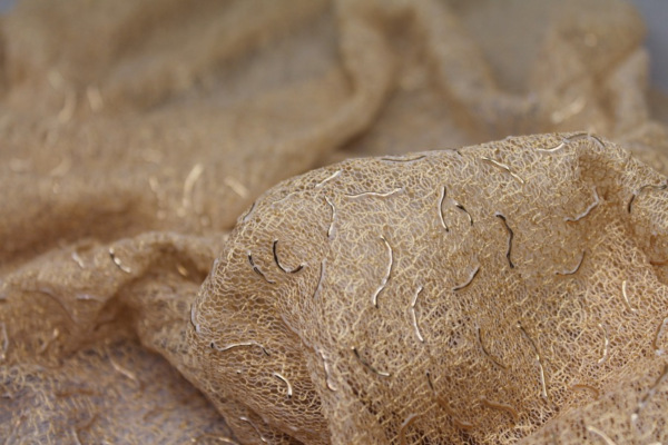 Gold Squiggle Texture Mesh fabric