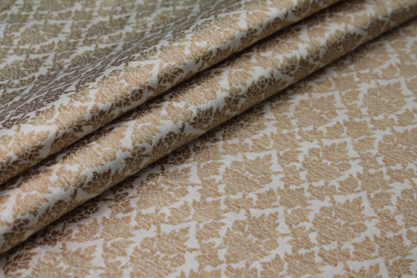 Off White and Gold Ornamental Brocade fabric