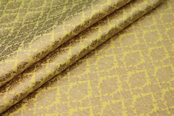 Yellow and Gold Ornamental Brocade fabric