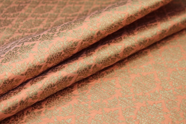 Peach and Gold Ornamental Brocade fabric