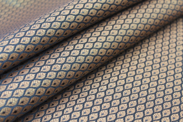 Banaras Brocade - Black / Gold Leaves fabric
