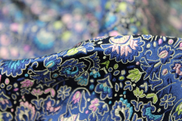 Chinese Brocade - Blue / Multi Floral fabric