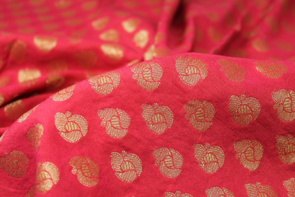 Indian Cotton Brocade - Red / Gold fabric
