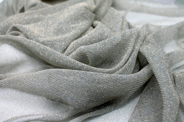 Grey Gold Glittery Tulle fabric