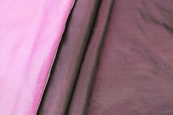 Silk Twill Backed Dupion - African Violet shot Black fabric