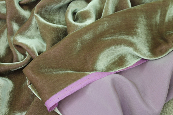 Silk Velvet - Olive shot Violet fabric