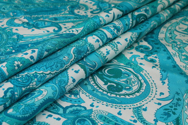 Printed Grosgrain - Turquoise on Pale Mint fabric