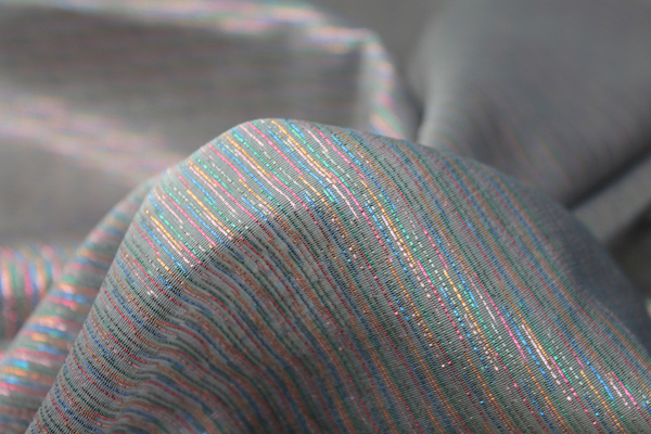 Grey Silk Organza w/Rainbow lurex fabric