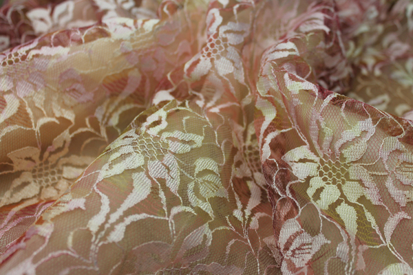 Printed Lace Fabric - Pink / Multi