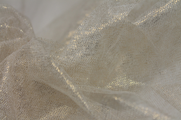 Foil Printed Silk Tulle - Gold on Ivory fabric