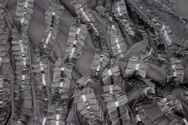 Black Organza Ribbon Frills on Tulle fabric