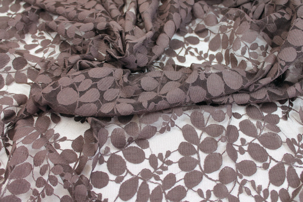 Leaf Pattern Lace - Brown fabric