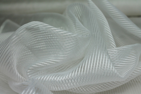 Sheer Stripe Organza - Ivory - 112cm fabric