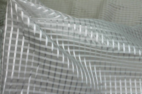 Sheer Check Organza - Ivory - 112cm fabric