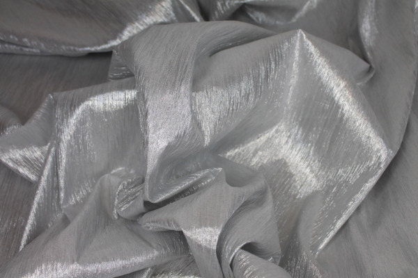 Silver Metallic Crinkle Lamé fabric
