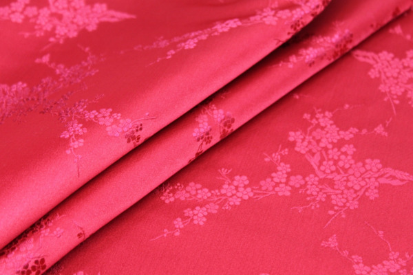 Chinese Brocade - Red w/Red Cherry Blossom fabric