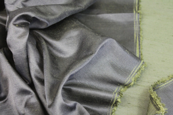 Satin Backed Silk Dupion - Forest Green Black fabric