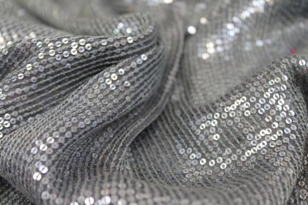 Micro Sequin On Silk Chiffon - Anthracite fabric