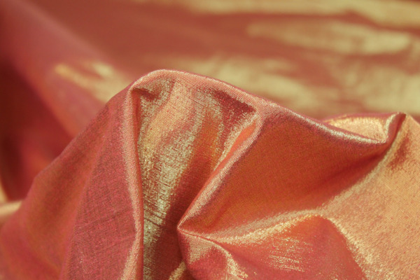 Metallic Silk Noil - Red shot Gold fabric