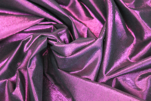 Metallic Silk Noil - Black shot African Violet fabric