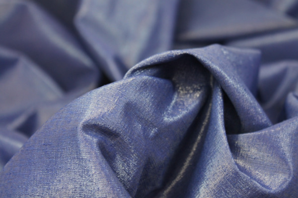 Metallic Silk Noil - Blue shot Clear fabric