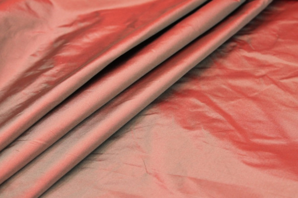 Silk Taffeta - Red shot Grey fabric