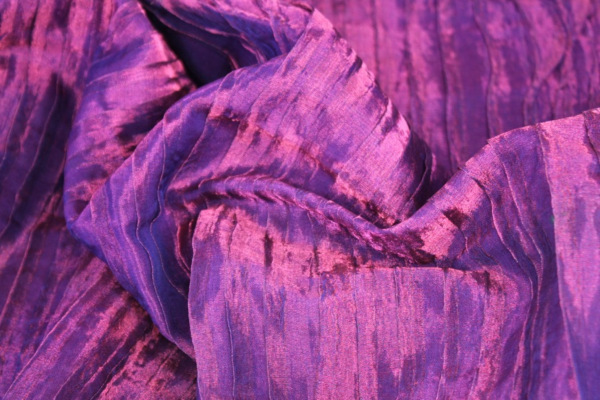 Pleated & Pintucked Silk Metal Organza - African Violet fabric