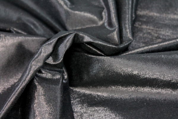 Metallic Silk Noil - Black shot Black fabric