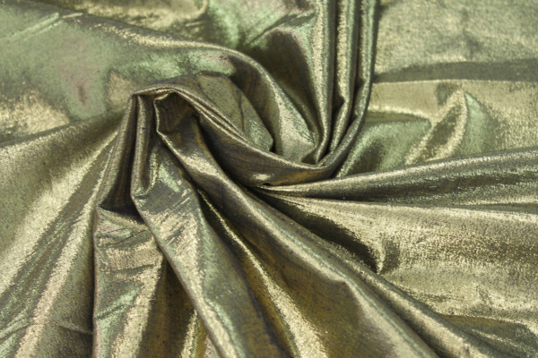 Metallic Silk Noil - Black shot Gold fabric