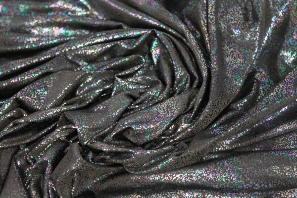 Fine Slinky Jersey - Black with Holo Splatter Foil Print fabric